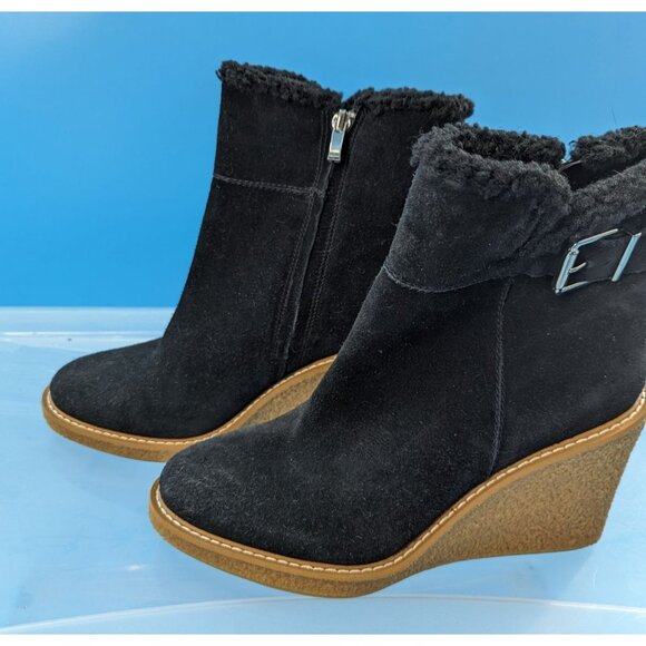 Franco Sarto NWOT‎ Ulayna Women’s Suede Faux Fur Lined Wedge Boots Size 9 - Picture 6 of 10